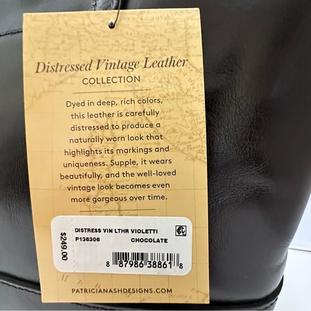 Violetti Tote by Patricia Nash – Timeless Tote in Distressed Chocolate Vintage L - Picture 5 of 8